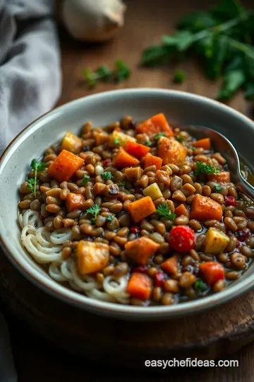Cozy Spiced Lentil & Vegetable Stew presentation