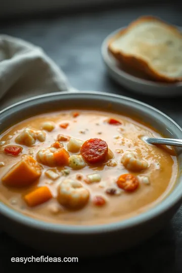 Creamy Crab and Shrimp Seafood Bisque presentation