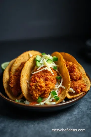 Crispy Chicken Finger Tacos with Zesty Lime Slaw presentation