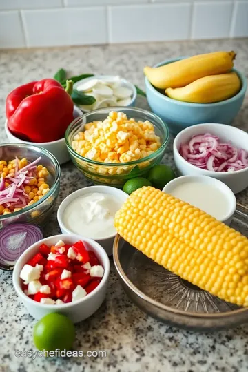 Creamy Mexican Street Corn Salad with Feta ingredients