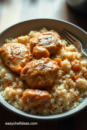 Hearty Smothered Chicken and Rice presentation