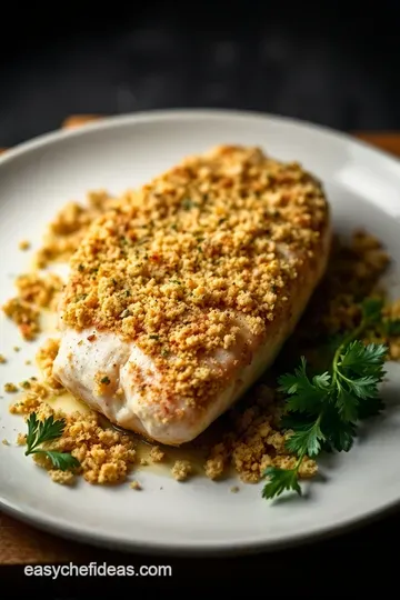 Herb-Crusted Monkfish with Lemon Butter Sauce presentation