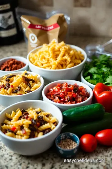 Mediterranean Delights: Sun-Dried Tomato Pasta Salad ingredients