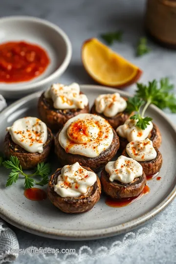 Oven Baked Mushrooms with Spicy Cream Cheese presentation