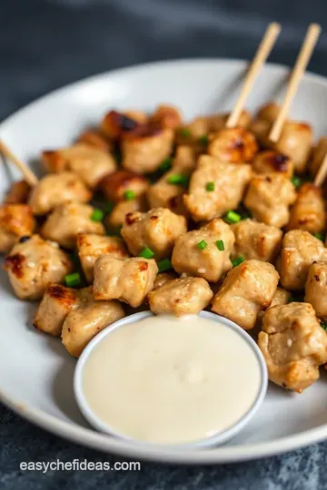 Savory Peanut Satay Skewers with Dipping Sauce presentation