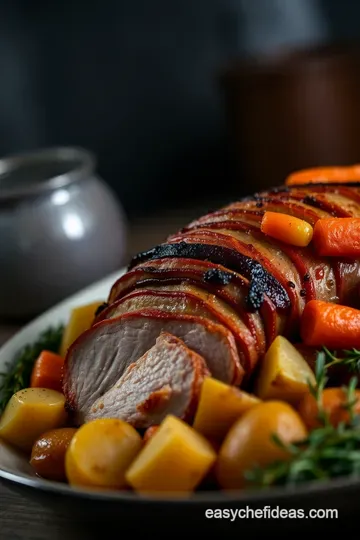 Savory Slow-Cooked Loin Roast with Root Vegetables presentation