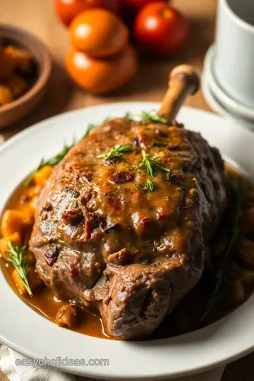 Slow-Cooked Mediterranean Lamb Leg in the Crockpot presentation