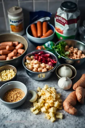 Spiced Curry Sausages with Coconut Sauce ingredients