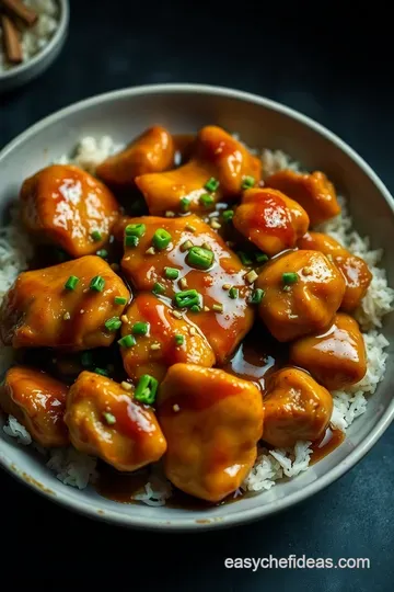 Sticky Sweet Honey Garlic Chicken presentation