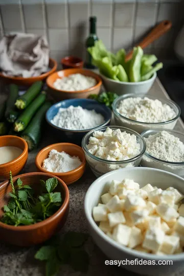 Zucchini Fritters with Feta and Mint ingredients