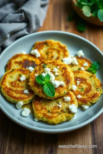 Zucchini Fritters with Feta and Mint presentation