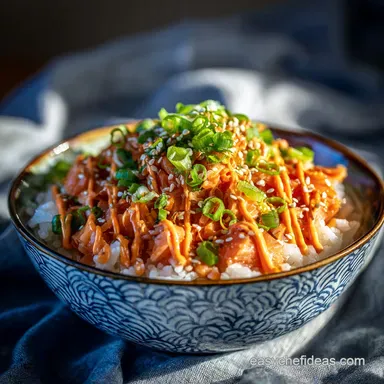 15Minute Spicy Canned Salmon Rice Bowls with Gochujang Mayo Recipe Card