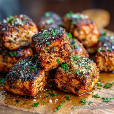 6Minute Blackened Air Fryer Salmon Bites Crispy Quick Weeknight Dinner Recipe Card