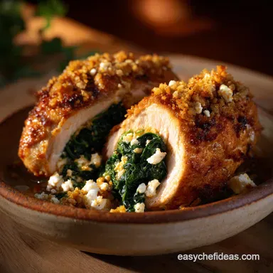 Juicy Aegean Spinach and Feta Stuffed Chicken Breast Low Carb Recipe Card