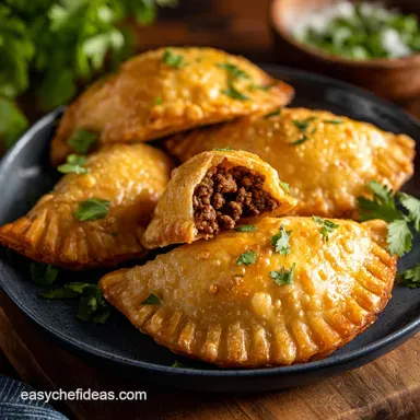 Golden Air Fryer Beef Picadillo Empanadas Crisp Snack Sensation Recipe Card