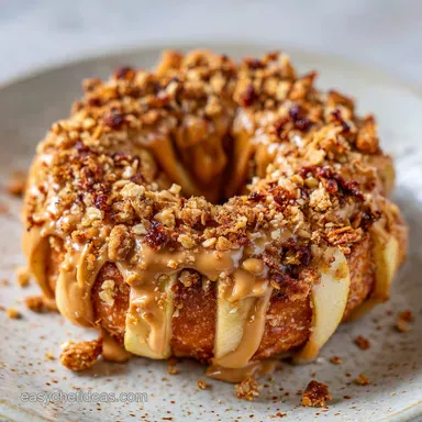 Donut Shaped Apple Snack with Peanut Butter and Granola Recipe Recipe Card