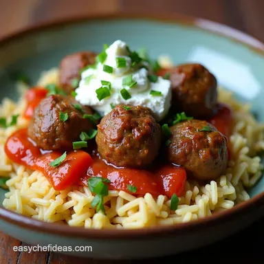 Ultimate Greek Meatball Bowl Recipe with Whipped Feta