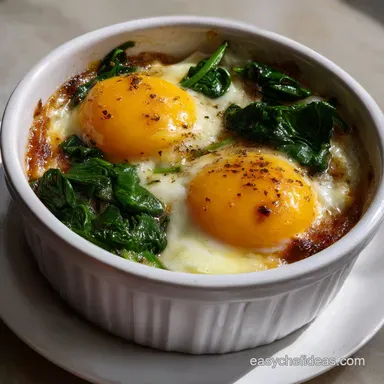 Baked Eggs with Wilted Baby Spinach: A 10-Minute Healthy Breakfast Recipe Card