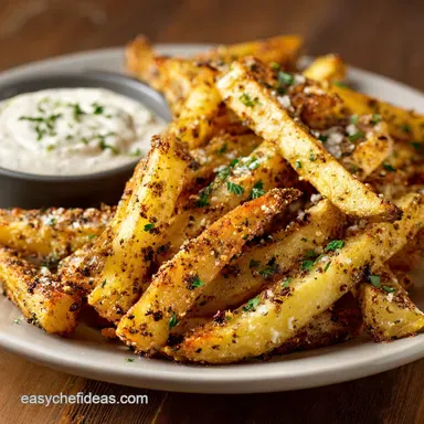 Baked Seasoned Fries with Skinny Garlic Aioli: Crispy Healthy Oven Frites
