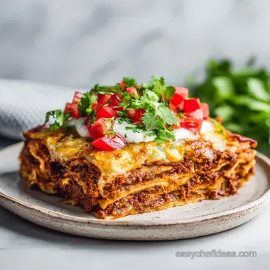 Beef Enchilada Casserole for 8 Servings Recipe Card
