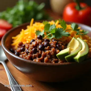 Beef Mince Black Bean Burrito Bowls Fiesta in a Bowl Recipe Card