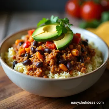 Beef Mince Black Bean Burrito Bowls Fiesta in a Bowl