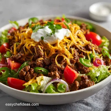 Beef Taco Salad Recipe for 4 Servings Recipe Card