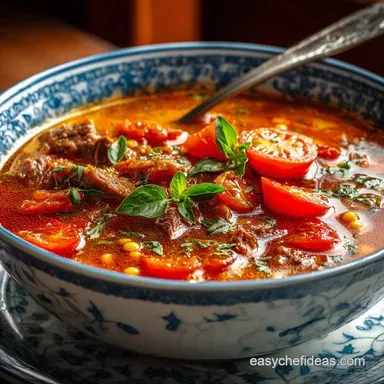 Ultimate Comfort Rich Beef Tomato and Acini Di Pepe Soup Recipe