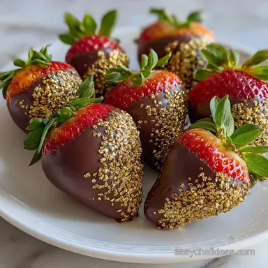 Valentine's Black Chocolate and Gold Covered Strawberries Elegant Love Dessert: Make-Ahead Recipe Card