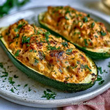 Buffalo Chicken Zucchini Boats for 4 Recipe Card