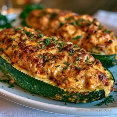 Buffalo Chicken Zucchini Boats for 4