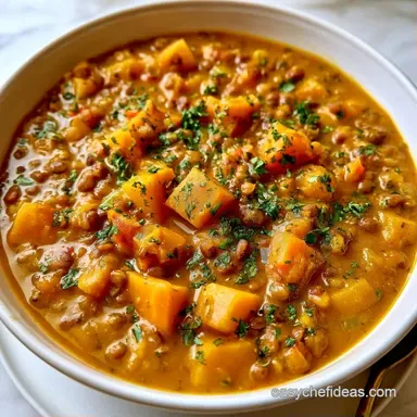 One-Pot Butternut Squash Lentil Stew Recipe Card