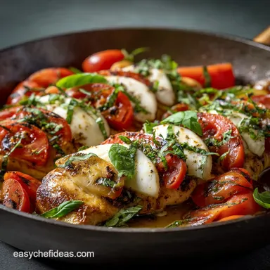 Caprese Chicken Skillet Quick OnePan Meal Ready in 35 Minutes Recipe Card
