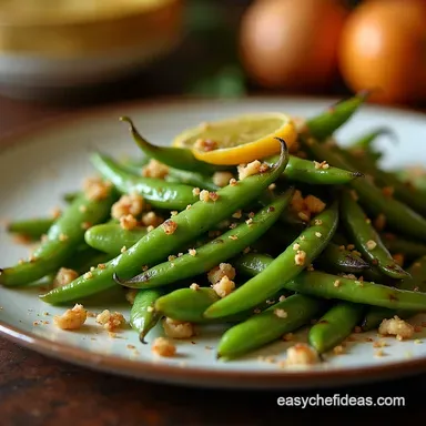 Caramelized Garlic Snap Peas with Sweet Lemon Zest Recipe Card