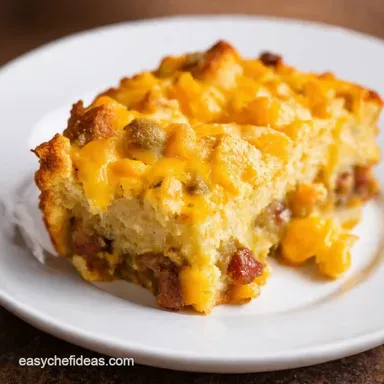 Cheddar Chorizo Savory Bread Pudding British Comfort Recipe Card