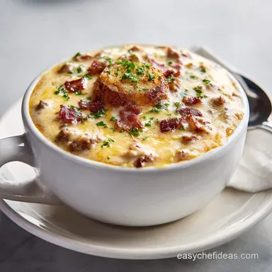 Cheeseburger Soup Recipe in 55 Minutes Recipe Card