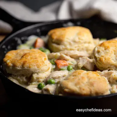 Easy Chicken Biscuit Pot Pie Skillet Comfort in 40 Min Recipe Card