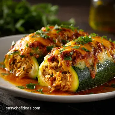Chicken Enchilada Stuffed Zucchini: Our Best Low Carb Dinner Recipe Recipe Card