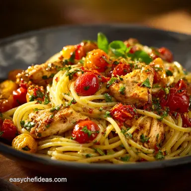 Spaghetti with Sauteed Chicken and Grape Tomatoes: 40 Min Winner