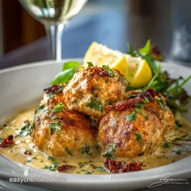 Chicken Romano Meatballs with Lemon White Wine Sau Restaurant-Quality Recipe Recipe Card