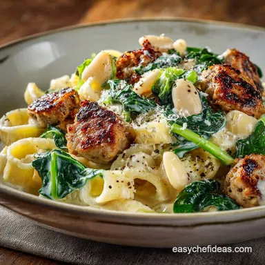 Pasta with Italian Chicken Sausage Escarole and Be: Creamy Cannellini Bean Recipe Recipe Card