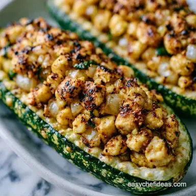 Chicken Zucchini Boats for 4 Servings Recipe Card