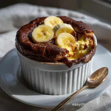 Chocolate Banana Souffls: Velvety Molten Center Recipe Card