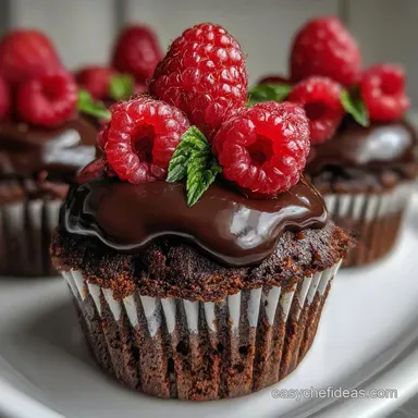 Decadent and Easy Chocolate Raspberry Cupcake Recipe with Chocolate Ganache Recipe Card
