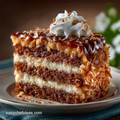 Classic Homemade German Chocolate Cake Recipe with Custard Filling Recipe Card
