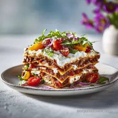 Classic Homemade Lasagna with Meat Sauce for 12 Servings Recipe Card