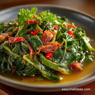 Authentic Southern Mixed Greens Recipe SlowSimmered with Smoky Potlikker Recipe Card