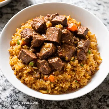 Cozy Crockpot Beef Tips Rice Ultimate Comfort Food Recipe Card