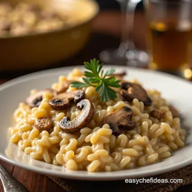 Creamy Chicken Mushroom Risotto Easy Weeknight Comfort Recipe Card