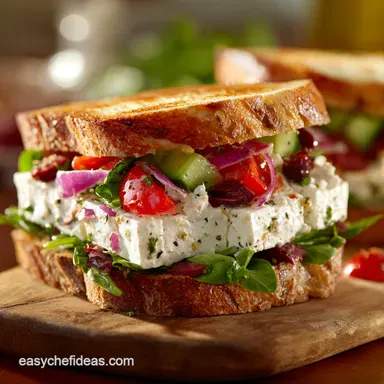 Greek Salad Sandwich: The Ultimate Creamy, No-Soggy Recipe Recipe Card